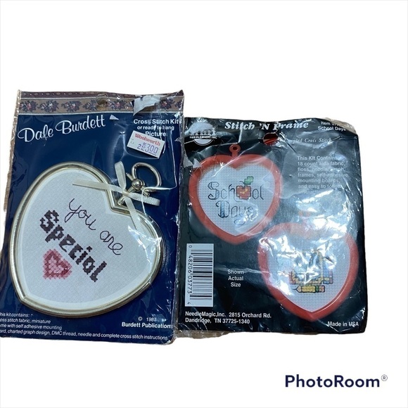 Vintage Cross Stitch Hear Frame Craft Kits NEW Bundle School You Are Special - Picture 1 of 6